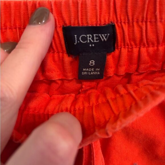 J. Crew Orange Linen Elastic Waist Pants - Picture 3 of 4